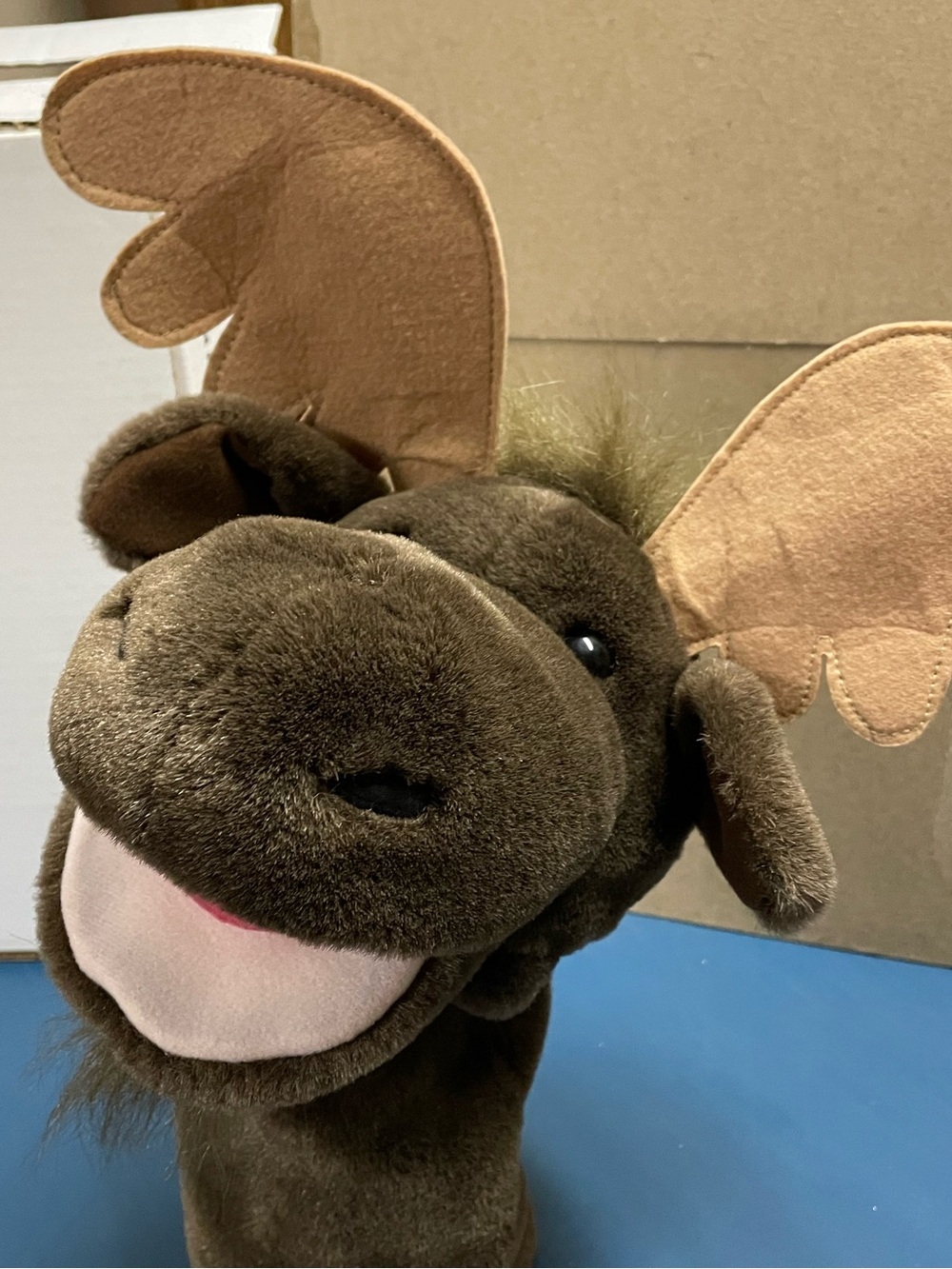 A&A Brown Plush Moose Hand Puppet -